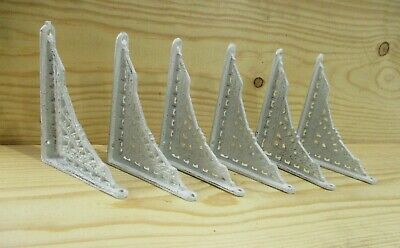 6 Shelf Braces Wall Brackets Cast Iron SMALL 5 x 4 Corbels Distressed White
