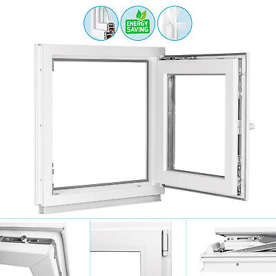 Ventana de plástico ventana sin cristal BxH 925x500 mm inclinación giratoria premium