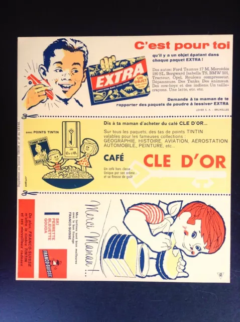 Rare Buvard Supplément au journal Tintin N° 37 de 1960 SUBLIME ETAT NEUF