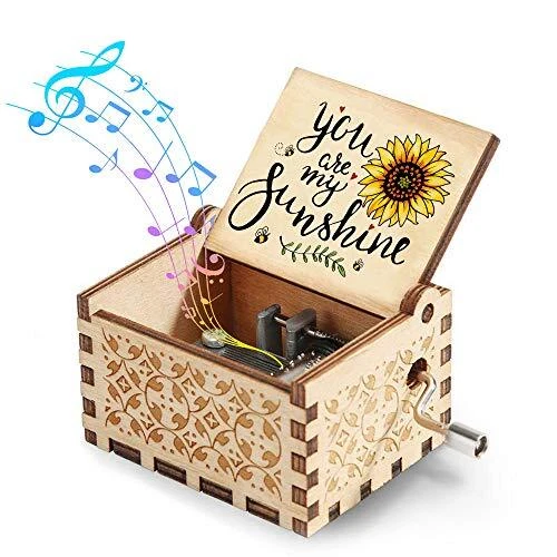 You are My Sunshine Music Boxes Gift, Laser Engraved Sunshine mini Sunflower