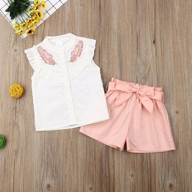 T-shirt bambina Regno Unito top + pantaloni corti abiti bambini set abiti estivi 7