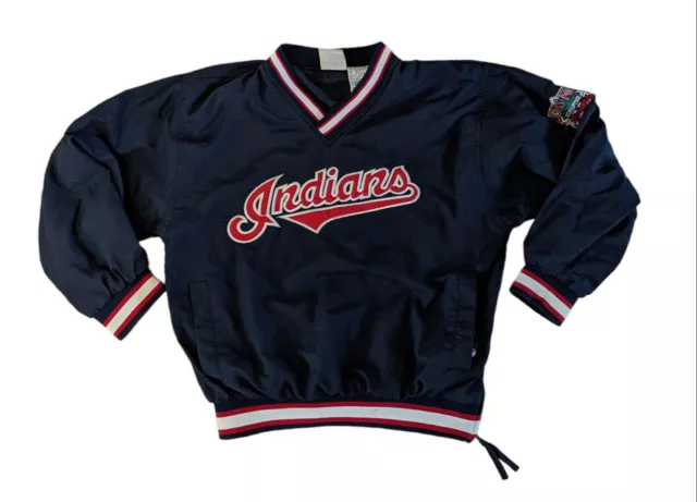 Cleveland Indians Baseball Vintage Pullover MLB Navy  Youth Medium See Measureme