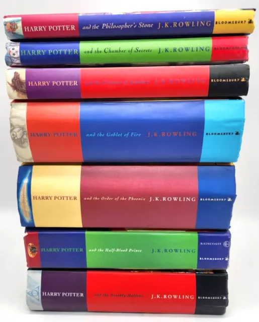 Juego de Libros de Harry Potter Bloomsbury TODO TAPA DURA Reino Unido Primera Edición Completo 1-7 en muy buen estado