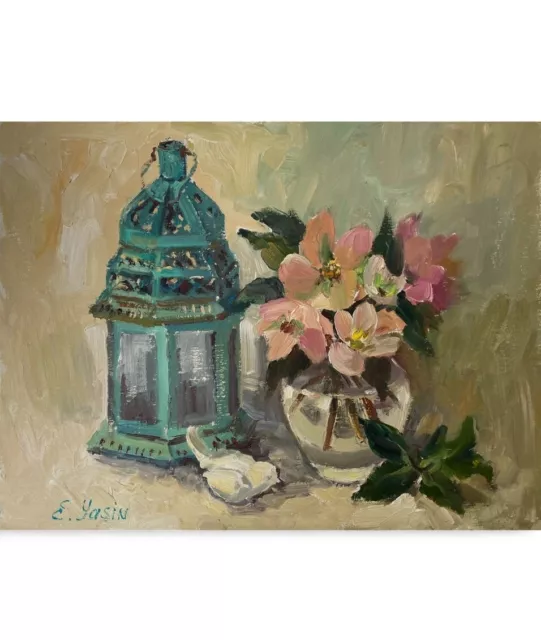 Original oil painting Vintage still life Hand painted art Canvas Home decor