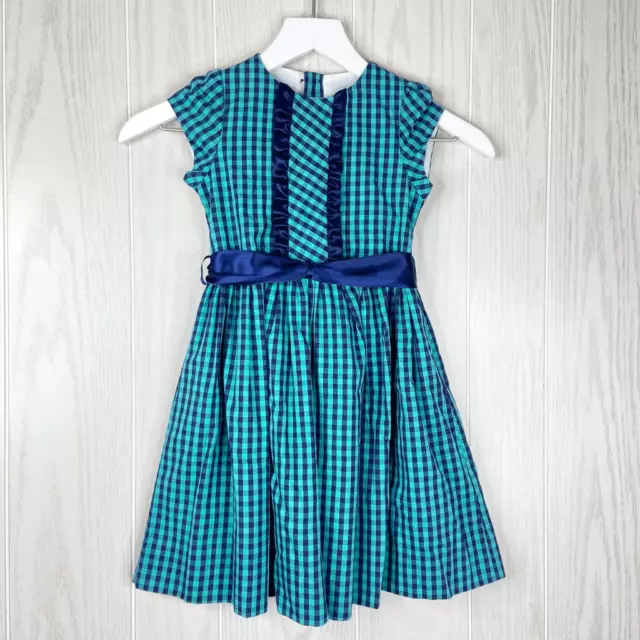 Bailey Boys Classics Girl's Blue And Green Plaid Self Tie A-Line Dress Size 4