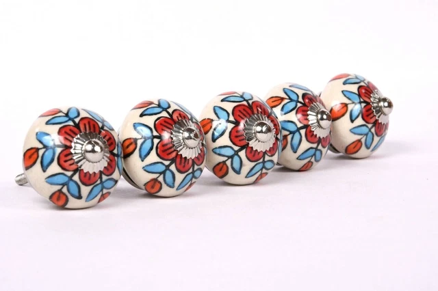Floral Forme Porte Boutons Céramique Armoire Tiroir Garde-Robe Tirer Poignée 3