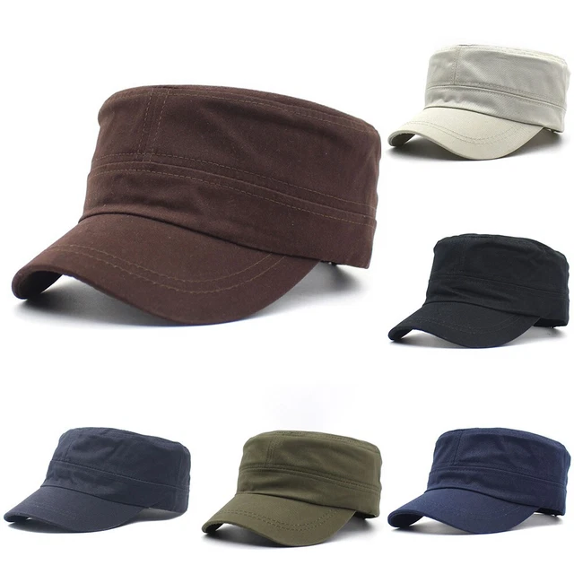 Cappello da sole casual cappello piatto da uomo in cotone massello berretto da esercito con taglia regolabile