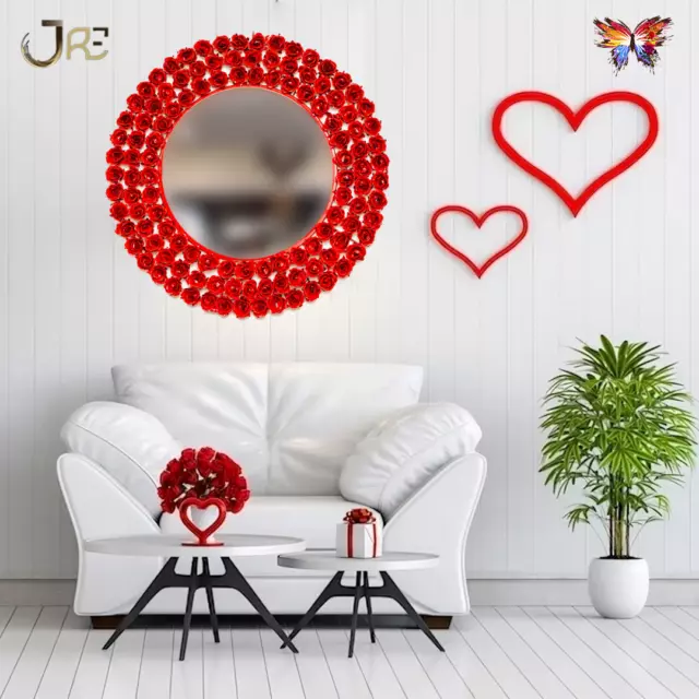 Red Rose Mirror, Red Wall Accent Art, Red Decorative Mirror, Valentines Day Gift