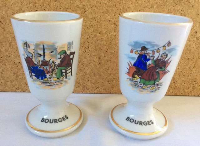 Lot De 2 Mugs Mazagrans En Porcelaine De Couleuvre - Scène Galante Vintage - Occasion - Collection