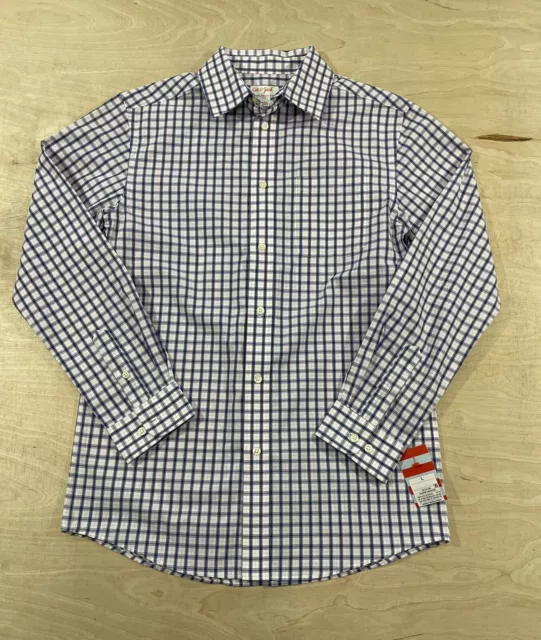 Cat & Jack boy's Long Sleeve Button-Up Shirt Blue Plaid Size L 12-14