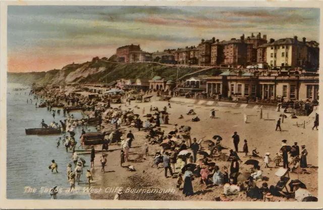 🌅 BOURNEMOUTH. West Cliff sands.🏆 connoisseur postcard. (#bour 375)