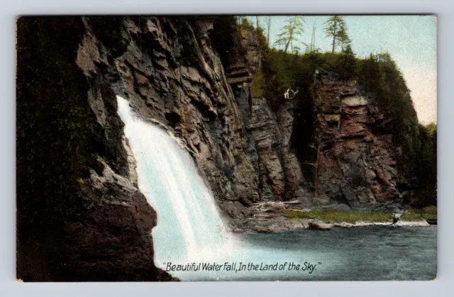 Beautiful Water Fall In Land Of The Sky North Carolina Antique, Vintage Postcard