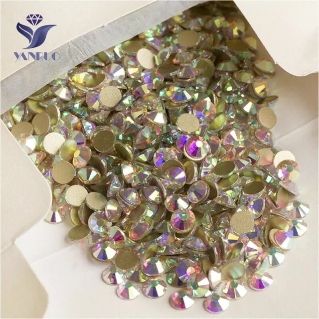 Crystal AB Loose Strass Nail Art Rhinestone Glue On Flat Back Non Hotfix For DIY