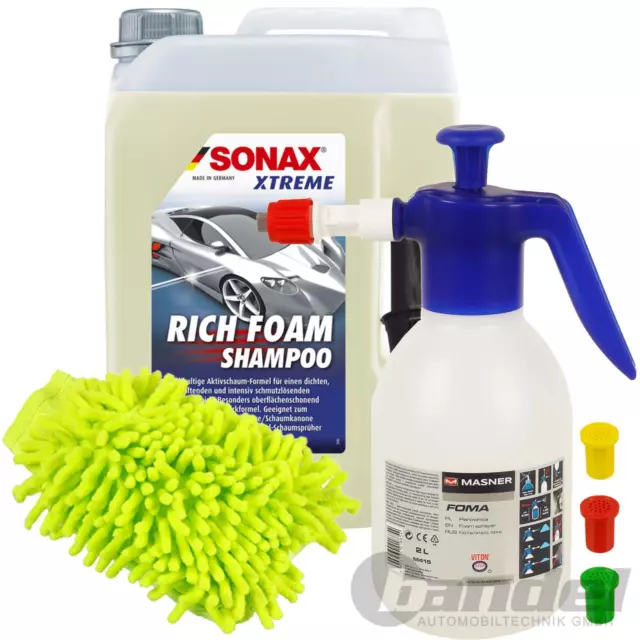 SONAX Xtreme Cura Set Rich Gomma Piuma Shampoo + Sprayer + Asciugamano Piccolo