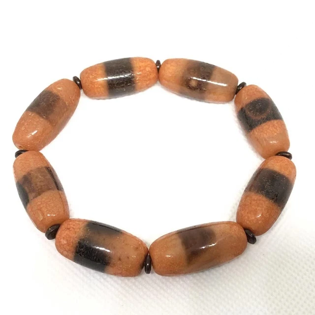 Ancient Tibetan Old Agate One Line Amulet Dzi Beads Bracelet