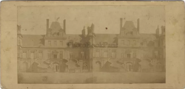 Château de Fontainebleau Escalier France Photo Stereo Vintage Albumine ca 1865
