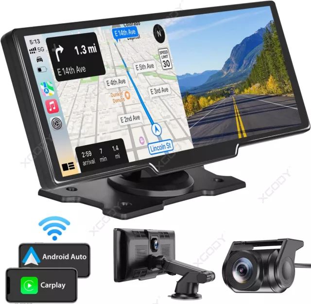 10.26" Wireless Apple CarPlay/Android Auto with Dash Cam Rear View Camera AUS