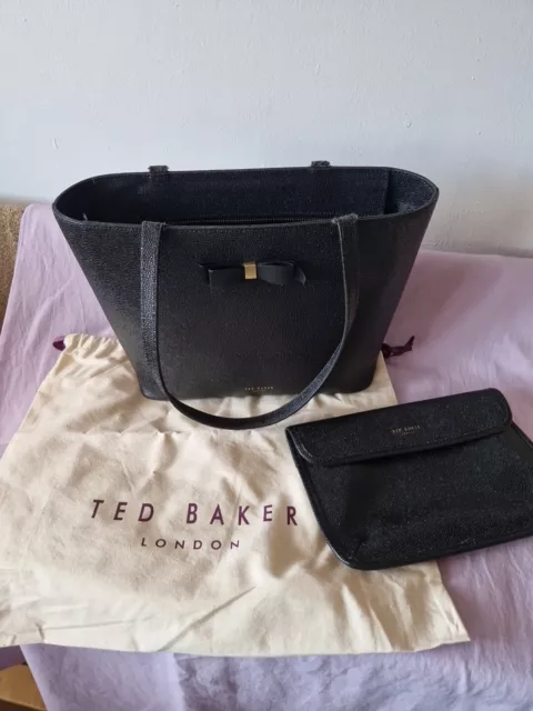 TED BAKER "Jjesica",Tote Shoulder Bag Handbag Black Leather