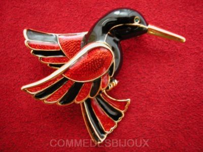 Broche "Colibri" N° 010 dorée Nectar Oiseau Mouche Bijoux pur Bestiaire 