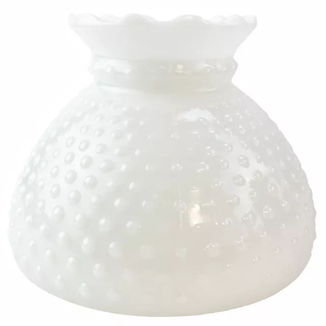 Vintage Hobnail Milk Glass Lamp Shade White Ruffled GWTW Hurricane 8" Fitter