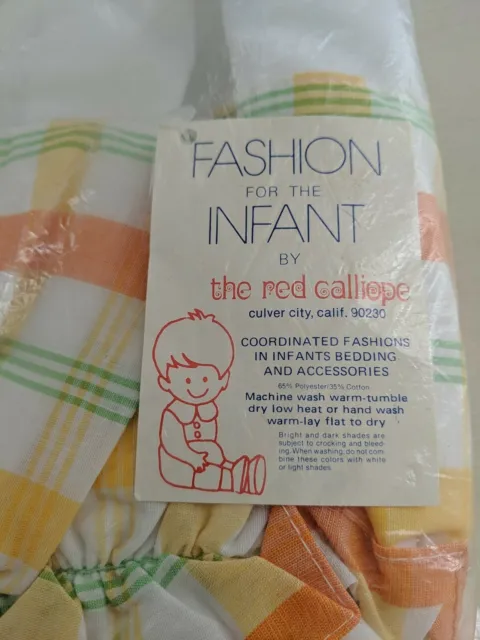 Red Calliope Fashion for Infant Canopy Cover White Orange Yellow Plaid New NWT