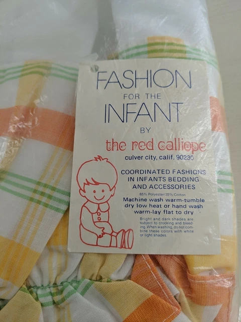 Red Calliope Fashion for Infant Canopy Cover White Orange Yellow Plaid New NWT
