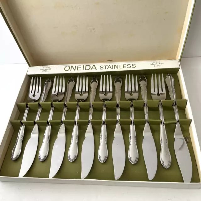 Oneida Stainless Steel Solid 6 Pairs Fisheaters Fish Cutlery Set