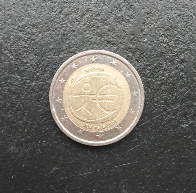 Pièce 2 Euros rare bonhomme Espagne UEM 1999-2009