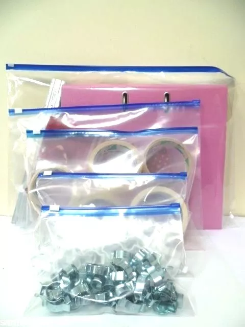 Zip Top Zipper Seal Slider Top - Plastic Poly- Bags - 5 Sizes - Buy 10 To 50 