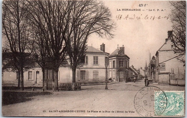 27 SAINT ANDRE DE L'EURE - la place et la rue de l'hotel de ville
