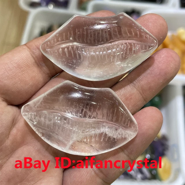 1PC Natural White crystal red lips Carved red lips Reiki quartz crystal Healing 15