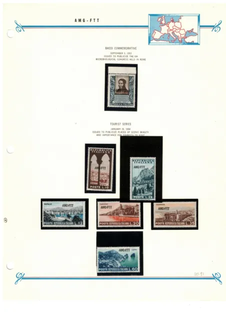 AMG FTT Italy Trieste Zone A 1953 Issues on Bush Album Page MNH