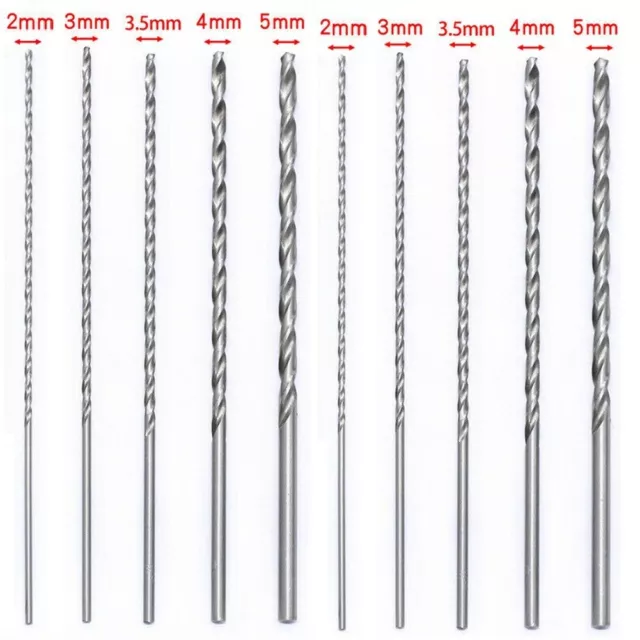 Extra Long HSS High Speed Steel Drill Bit Set 2mm/3mm,3.5mm,4mm,5mm Bits / 10PCS