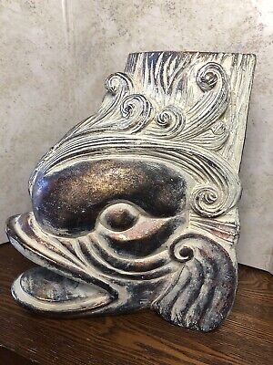 Fish Art Sculpture Gargoyle  Koi Goldfish Single Bookend Shelf Decor Fetish 11”H
