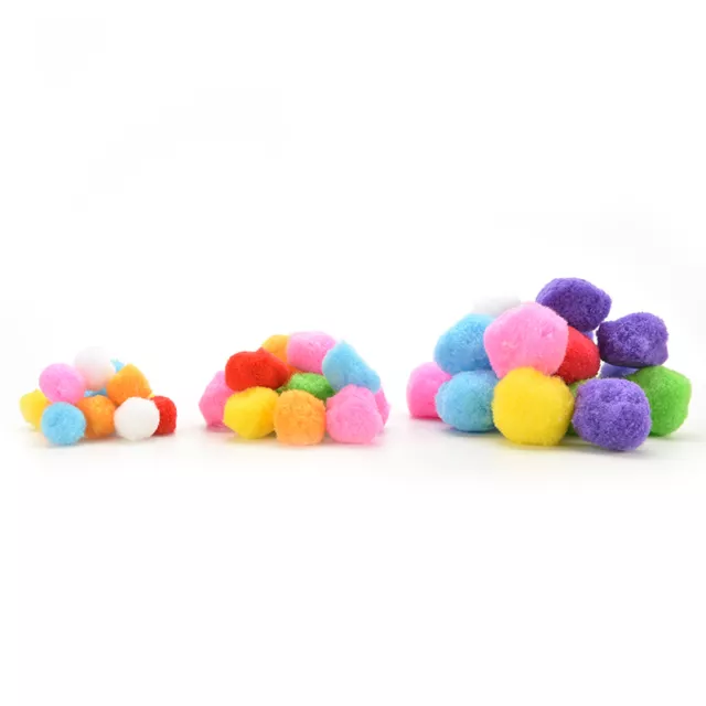 100 Mixed FLUFFY Felt Pom poms Ball Assorted Colors Craft DIY snow balls@VP_LN