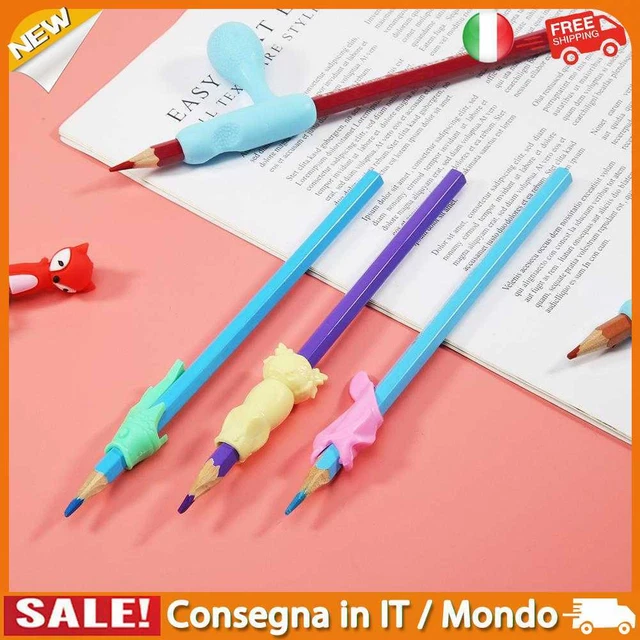 IT Kids Writing Pencil Holder Rubber Children Pen Aid Grip Tools Set (Red)