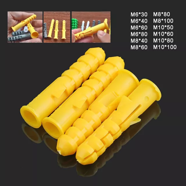 Nylon plastic Wall Plugs Screw Fixing Wall Expansion Brick Stone Concrete M6-M10