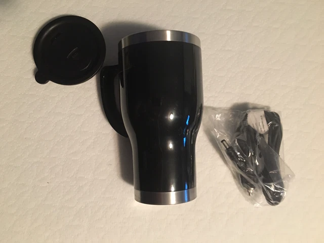 Sharper Image Stainless Steel Heated Travel Mug 14OZ. W/ 12V DC Adapter Plug 3