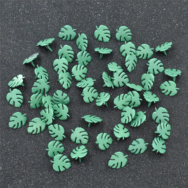 50 pièces brads feuilles vertes scrapbooking embellissement artisanat bijoux faire des découvertes