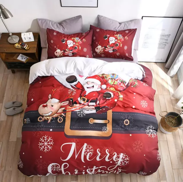 3D Santa Fawn C291 Weihnachten Steppdecke Bettbezug Christmas Bett Zoe