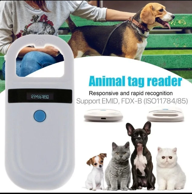 Animal Tag Microchip Reader EMID ISO Chip OLED Pet Dog Cat Scanner for Tag