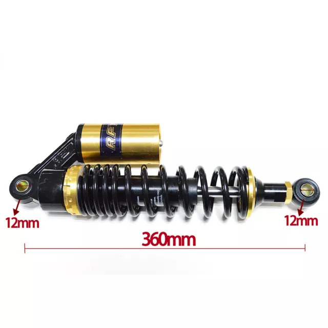 1 Pair 360mm14'' Motorcycle Rear Air Shocks Absorbers Suspension Quad ATV Gold 3