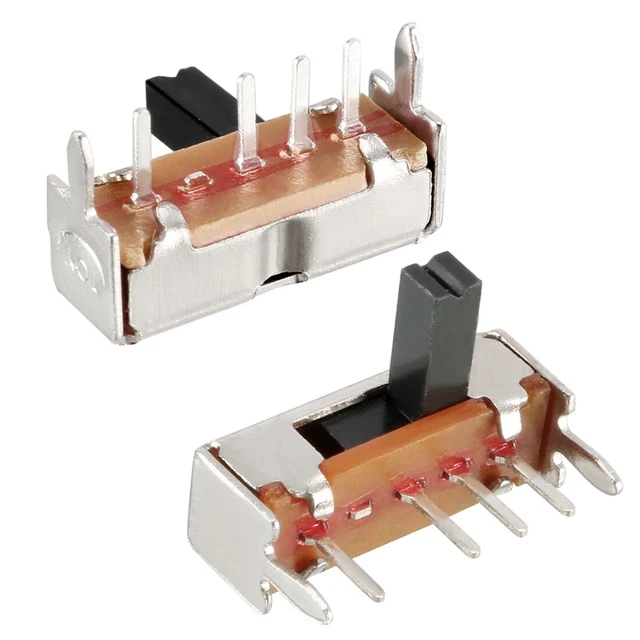 50 pezzi interruttore a scorrimento orizzontale 5 mm SP3T 1P3T 4 terminali piastra PCB