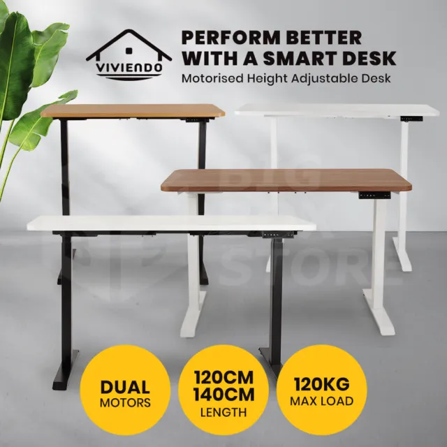 1.2m Height Adjustable Standing Desk Dual Motorised Electric Sit Stand Table