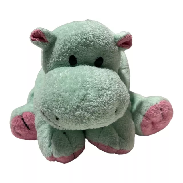 Ty Pluffies Tubby the Hippo Hippopotamus Green Pink 2002 Plush Stuffed Animal