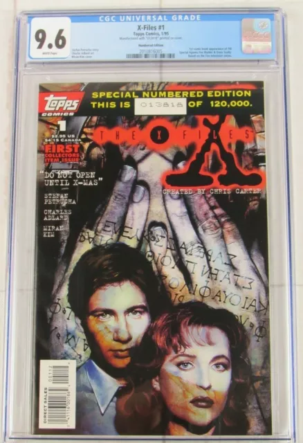 X-FILES #1 CGC 9.6 1st Scully Mulder Comics TV 1995 TOPPS Serial Number VARIANT