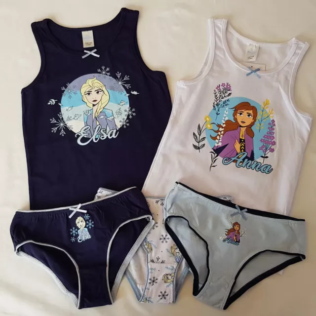 ღ Disney Eiskönigin 2x Unterhemd und 3x Slip, Slips  Gr. 98/104 blau weiß Neu ღ