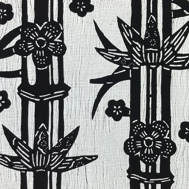 Antique Japanese Katagami Paper Kimono Stencil Ume Plum Blossom Bamboo A621