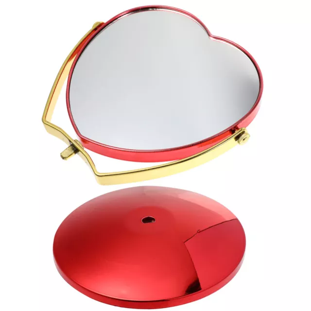 Red Rotating Double Sided Vanity Mirror for Girls and Travel