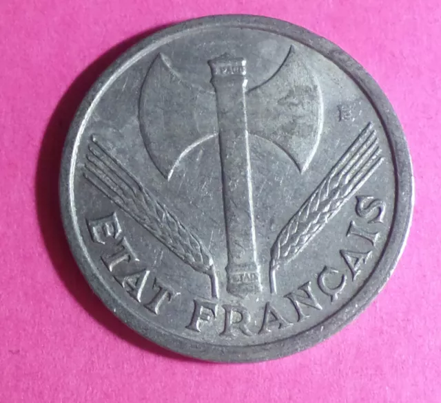 French Coin: 1942 France 1 Franc Coin (Aluminum)